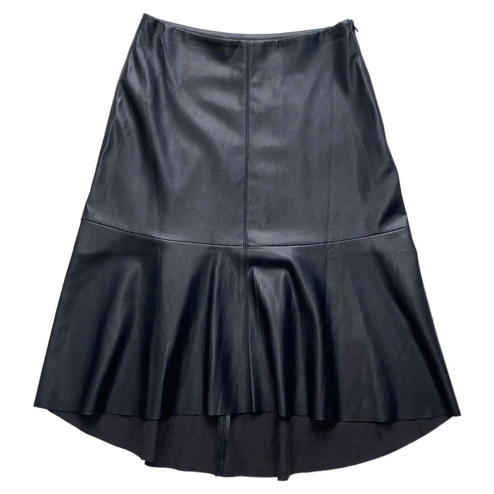 Womens Habitual Skirt Jayda Faux Leather Black Knee Length High Low Skirt Size 2 - Picture 5 of 8
